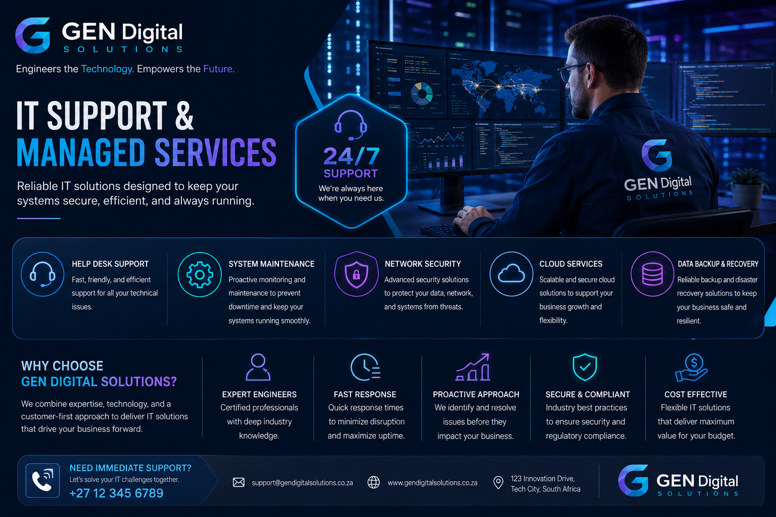 GEN Digital Solutions provides reliable IT support and managed technology services that keep businesses secure, connected,